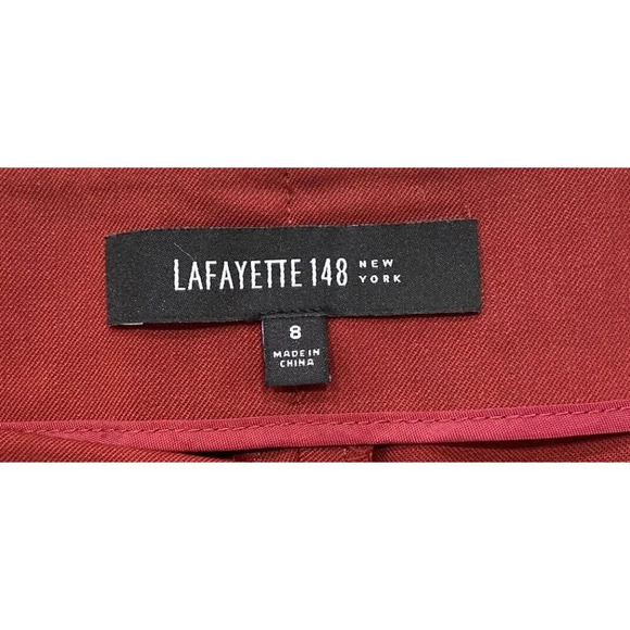 Lafayette 148 New York Stanton Pants Skinny Side Zip Wool Blend Dark Red Size 8 - Picture 2 of 6